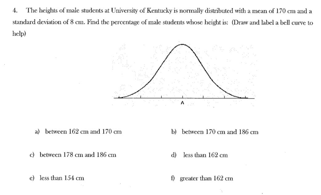 Solved The heights of male students at University of