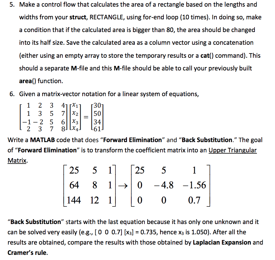 5. Make a control flow that calculates the area of a | Chegg.com