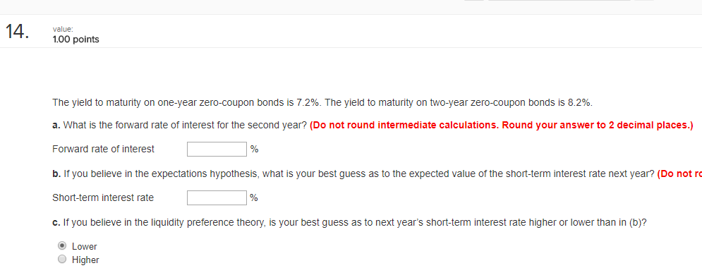 Solved 14, value 100 points The yield to maturity on | Chegg.com