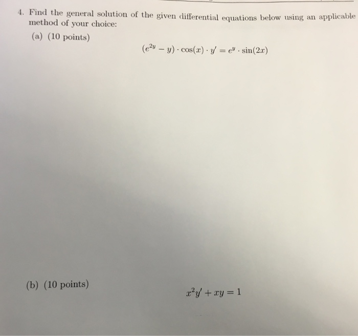 Solved Find The General Solution Of The Given Equations | Chegg.com