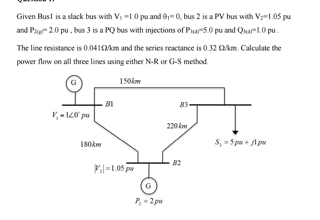 Solved Given Bus1 is a slack bus with V_1 = 1.0 pu and
