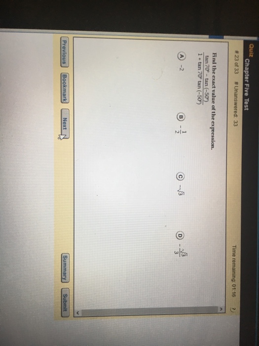 Solved Find the exact value of the expression. tan 70 | Chegg.com