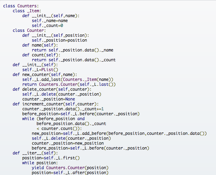 Solved class Counters class Item def nit self name self.