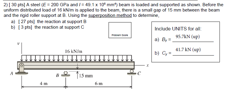 Solved 2) [ 30 pts] A steel (E= 200 GPa and 49.1 x 10° mm*) | Chegg.com