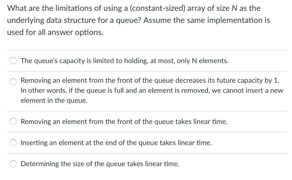 Solved What are the limitations of using a (constantsized)
