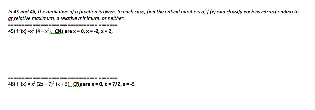 Solved In 45 and 48, the derivative of a function is given. | Chegg.com