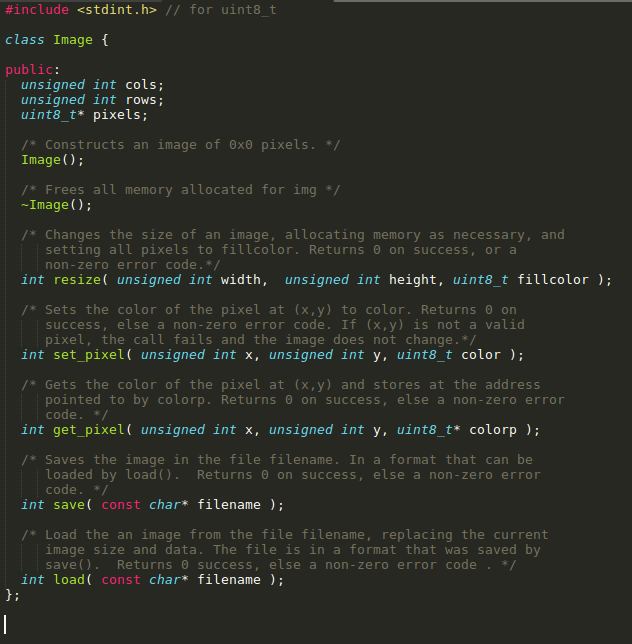 Solved #include // for uint8t class Image public: unsigned | Chegg.com