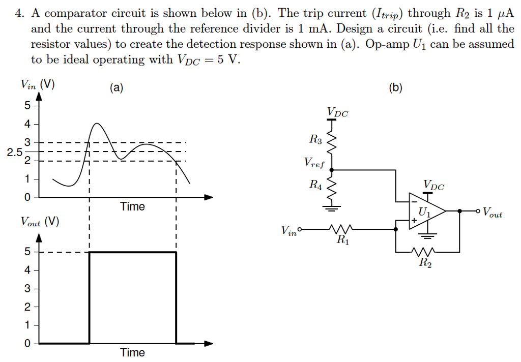 Solved 4. A comparator circuit is shown below in (b). The | Chegg.com