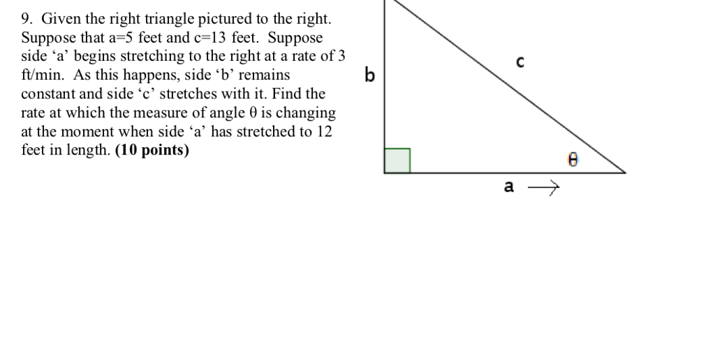 Solved 9. Given the right triangle pictured to the right. | Chegg.com