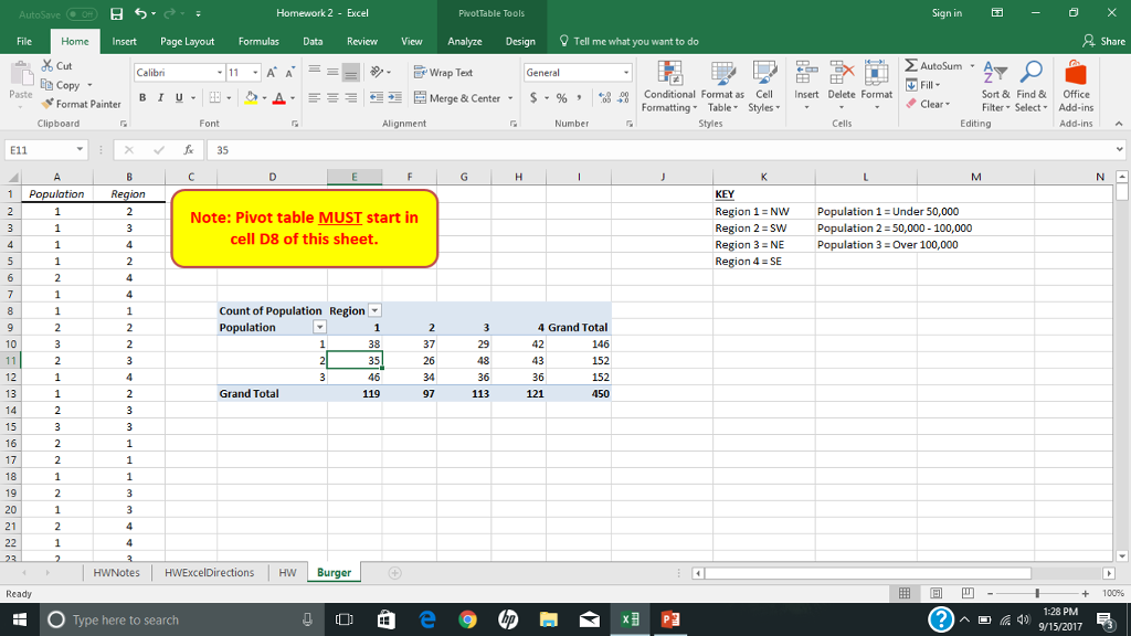 Solved Homework 2 Excel PivotTable Tools Sign in × Insert | Chegg.com