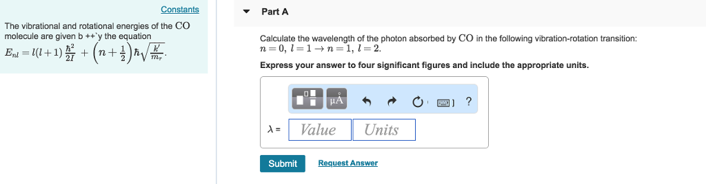 Solved Constants Part A The vibrational and rotational | Chegg.com