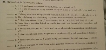 Solved Mark each of the following true or false If is any | Chegg.com