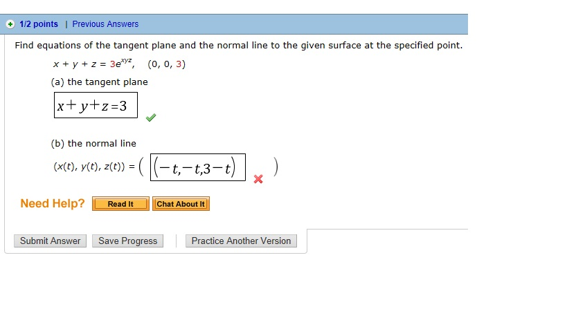 Solved Find Equations Of The Tangent Plane And The Normal