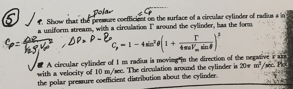 Solved Show that the pressure coefficient on the surface of | Chegg.com
