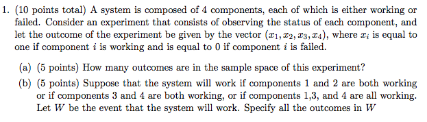 Solved A system is composed of 4 components, each of which | Chegg.com