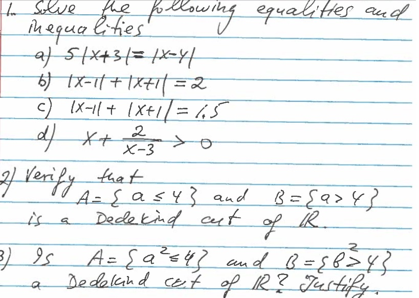 Solved Solve The Following Equalities And Inequalities. | Chegg.com