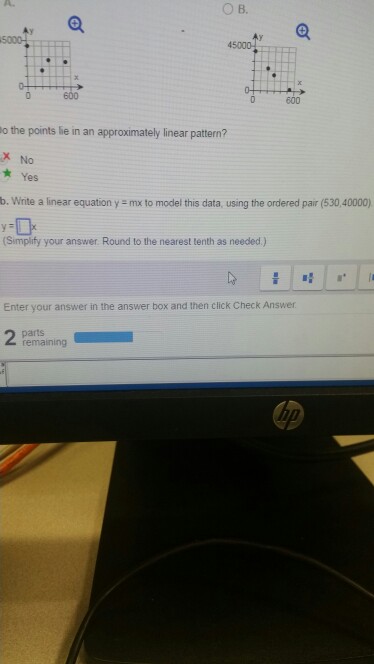 Solved Write a linear equation y = mx to model this data, | Chegg.com