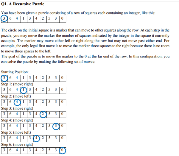 Solved Q1. A Recursive Puzzle You have been given a puzzle | Chegg.com