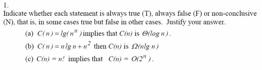 Solved Indicate whether each statement is always true (T), | Chegg.com