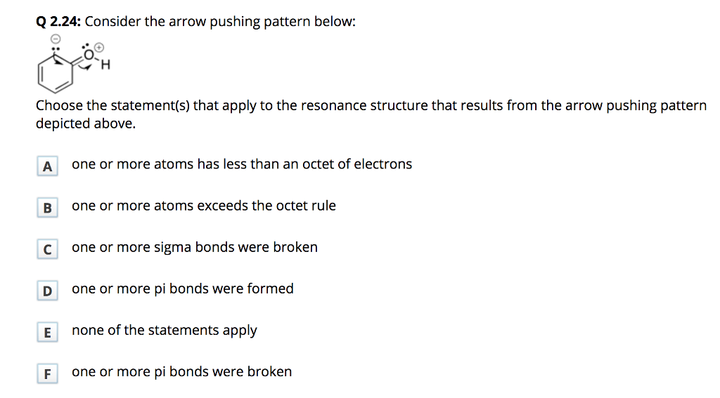 Solved Consider the arrow pushing pattern below Choose the