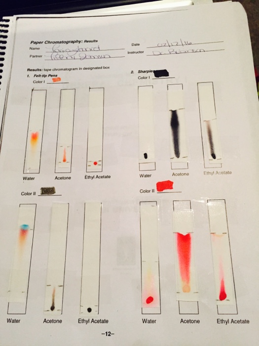 Solved Paper Chromatography Results Date Results tape