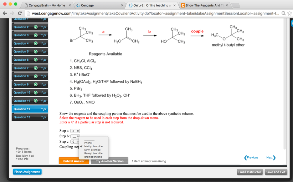 Solved Show the reagents and the coupling partner that must | Chegg.com