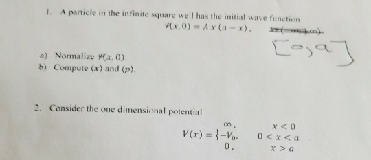 Solved I. A particle in the infinite square well has the | Chegg.com