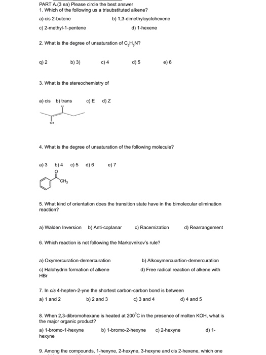 Solved Which of the following us a trisubstituted alkene? | Chegg.com