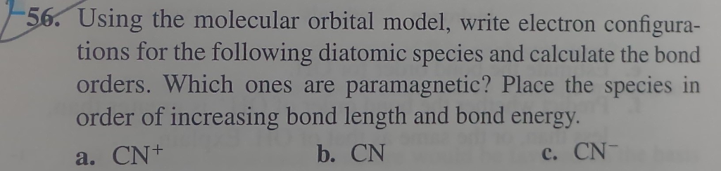 Solved Using the molecular orbital model, write electron | Chegg.com