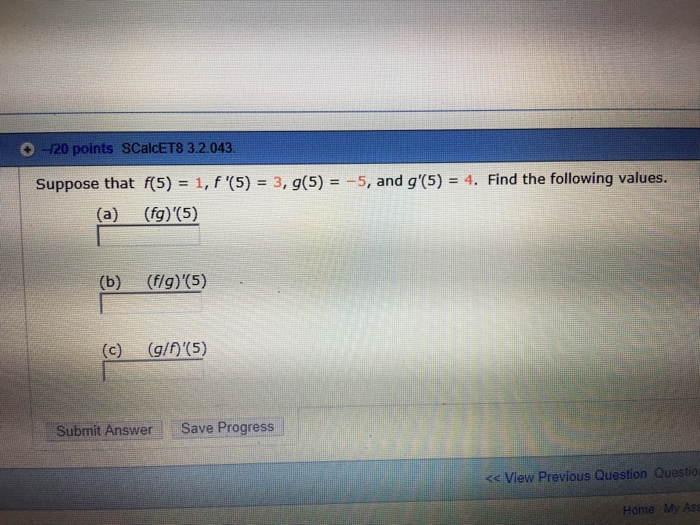 Solved Suppose That F 5 1 F 5 3 G 5 5 And G