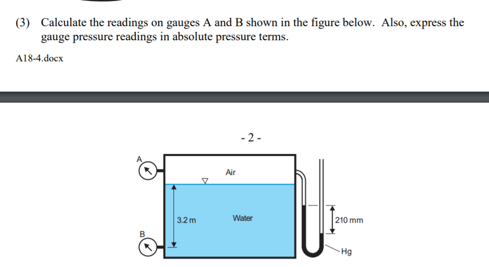 Solved Calculate the readings on gauges A and B shown in the | Chegg.com