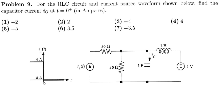 Solved For the RLC circuit and current source waveform shown | Chegg.com