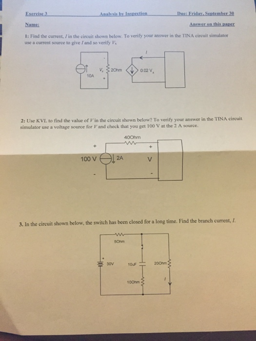 Solved Find The Current, I In The Circuit Shown Below. To | Chegg.com