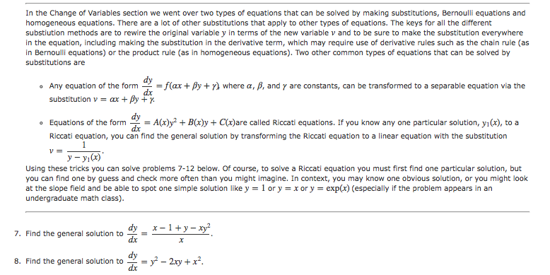 Solved In the Change of Variables section we went over two | Chegg.com