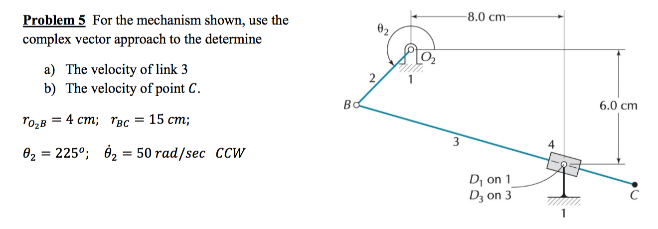 Solved For the mechanism shown, use the complex vector | Chegg.com