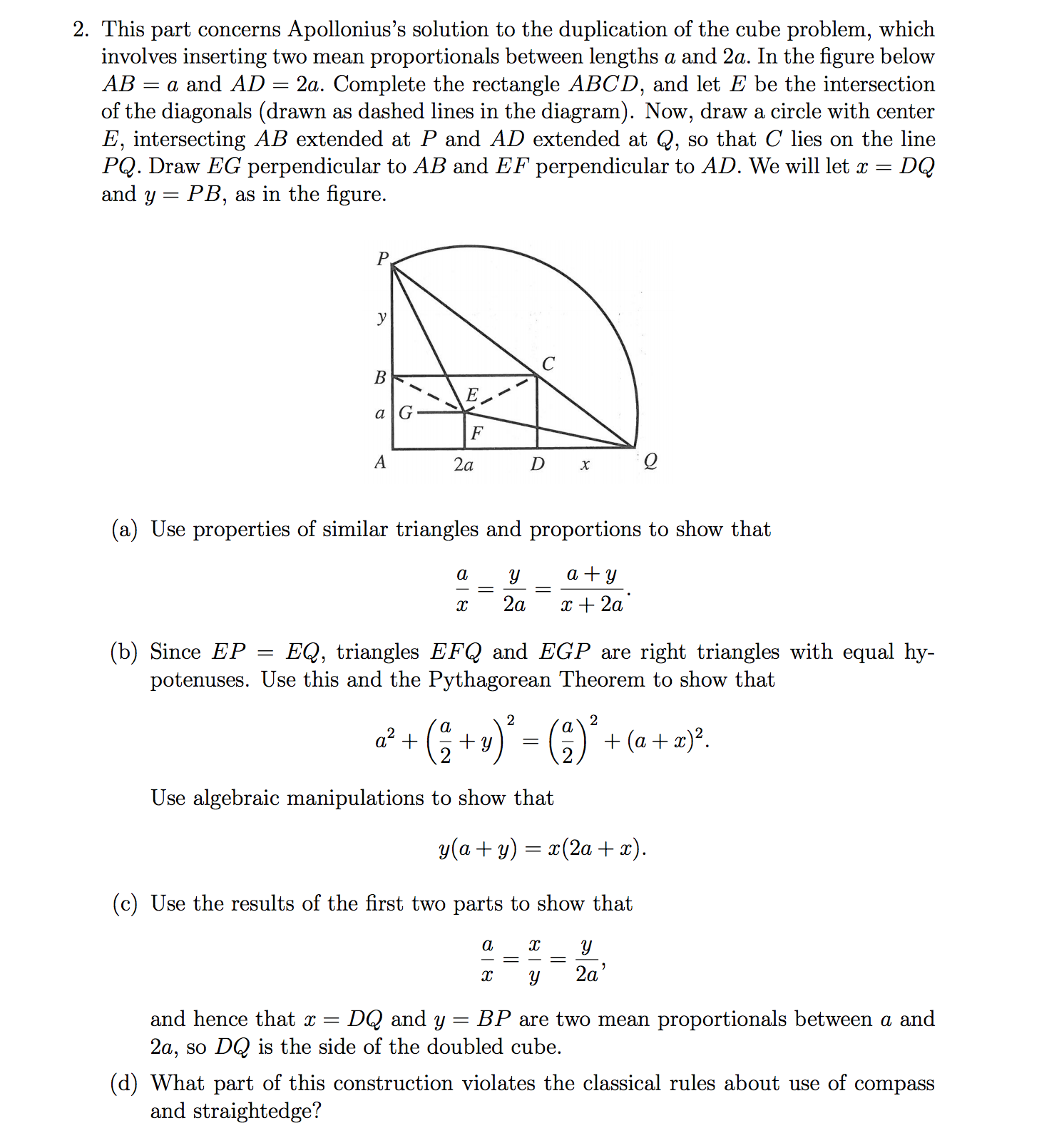 Solved This part concerns Apollonius's solution to the | Chegg.com