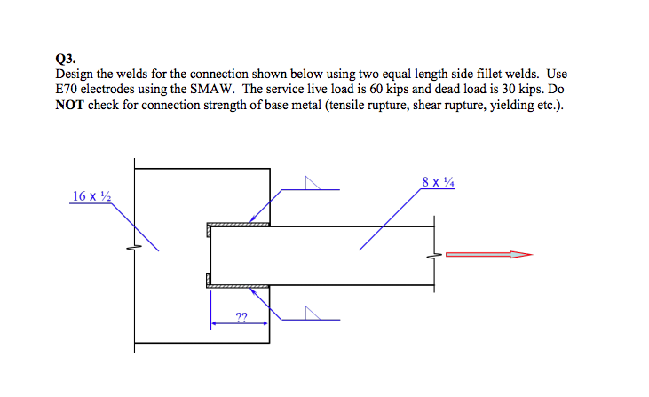 Solved Design the welds for the connection shown below using | Chegg.com