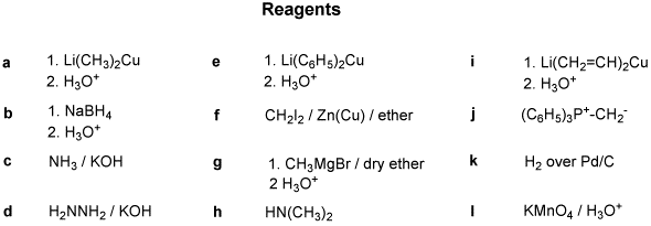 Solved Reagents e 1. Li(CsHs)2Cu a . Li(CH3)2Cu 2. H3O* i | Chegg.com
