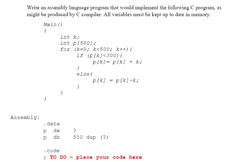 Solved Write An Assembly Language Program That Would | Chegg.com