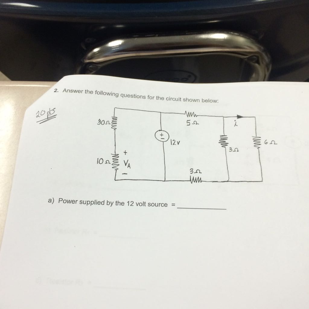 Solved Answer The Following Questions For The Circuit Shown | Chegg.com