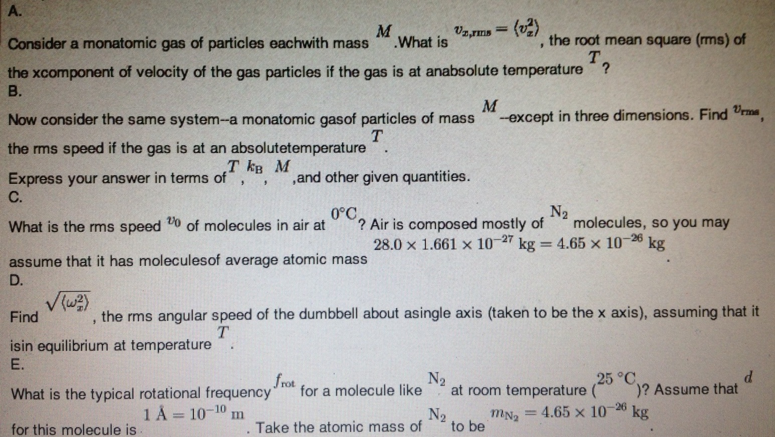 Solved Consider a monatomic gas of particles eachwith mass