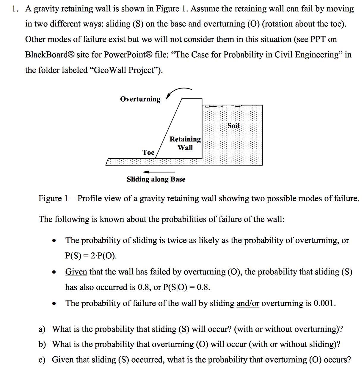 Solved A gravity retaining wall is shown in Figure 1. Assume | Chegg.com
