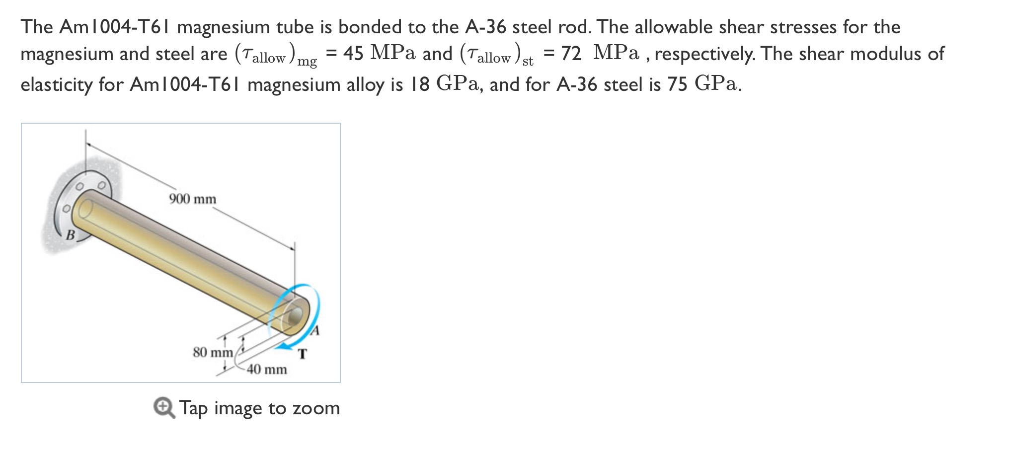 Solved The Am1004T61 magnesium tube is bonded to the A36