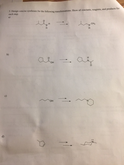 Solved 3. Design concise synthees for the following | Chegg.com