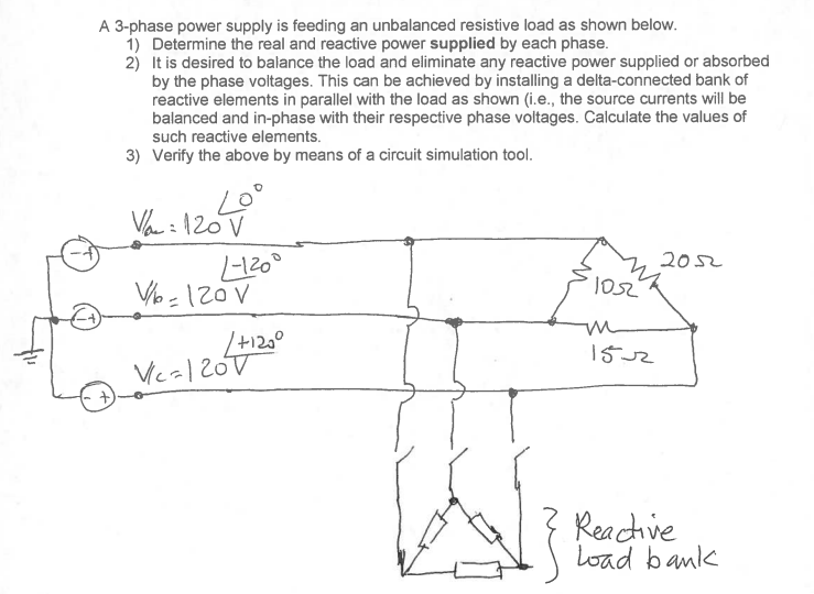 Solved A 3 phase Power Supply Is Feeding An Unbalanced Chegg