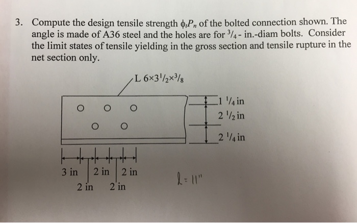 Solved Compute the design tensile strength phi_t P_n of the | Chegg.com