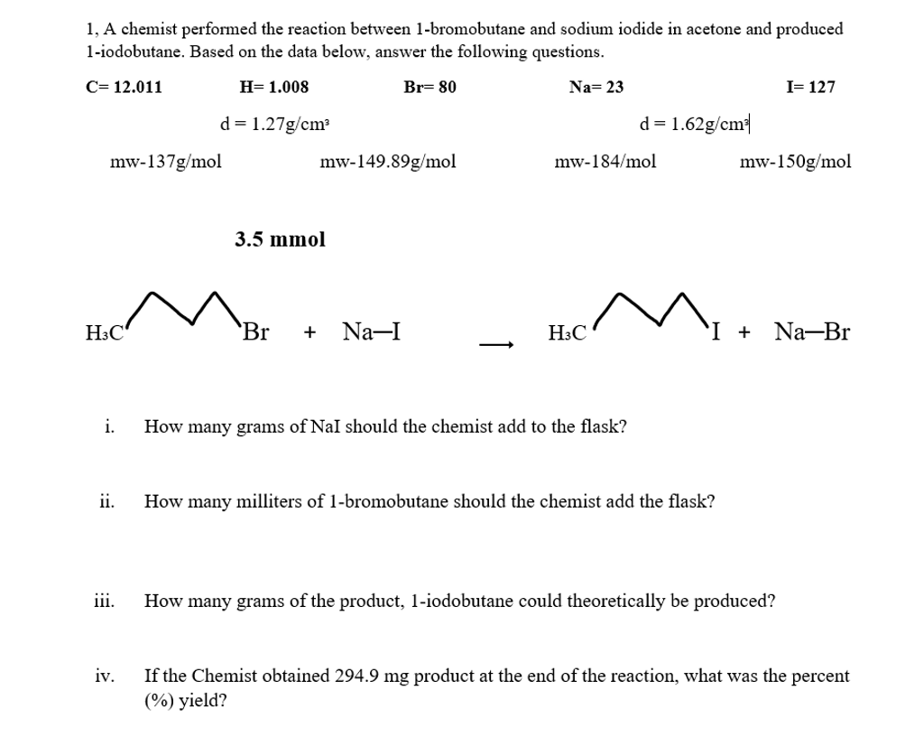 Solved A chemist performed the reaction between