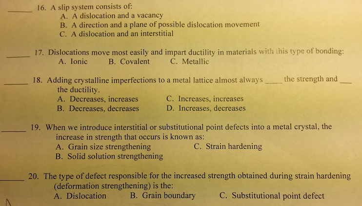 Solved A slip system consists of: A dislocation and a | Chegg.com