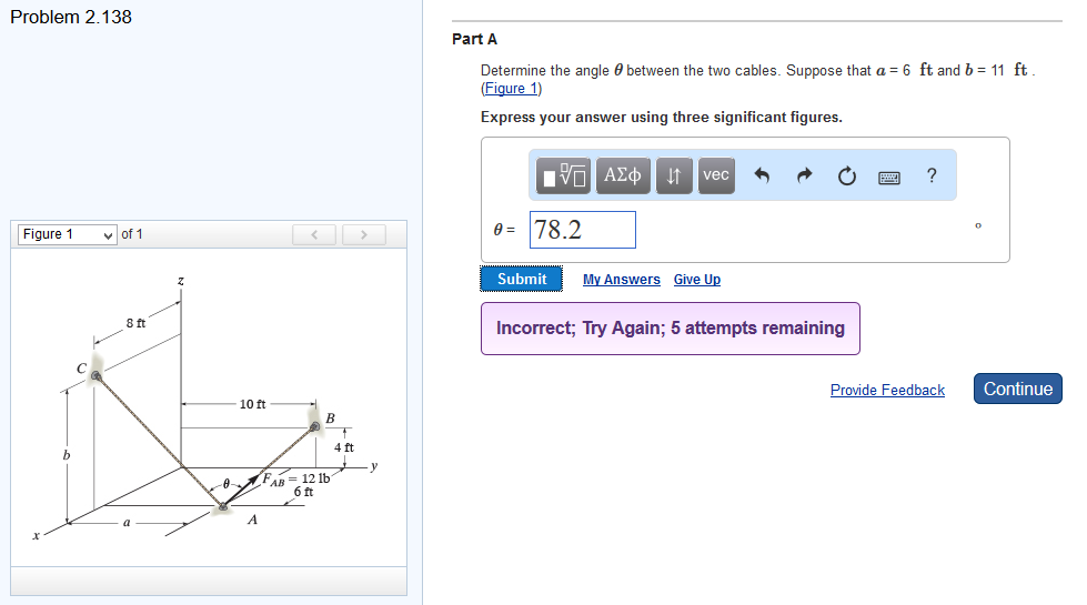 Solved Determine the angle theta between the two cables. | Chegg.com