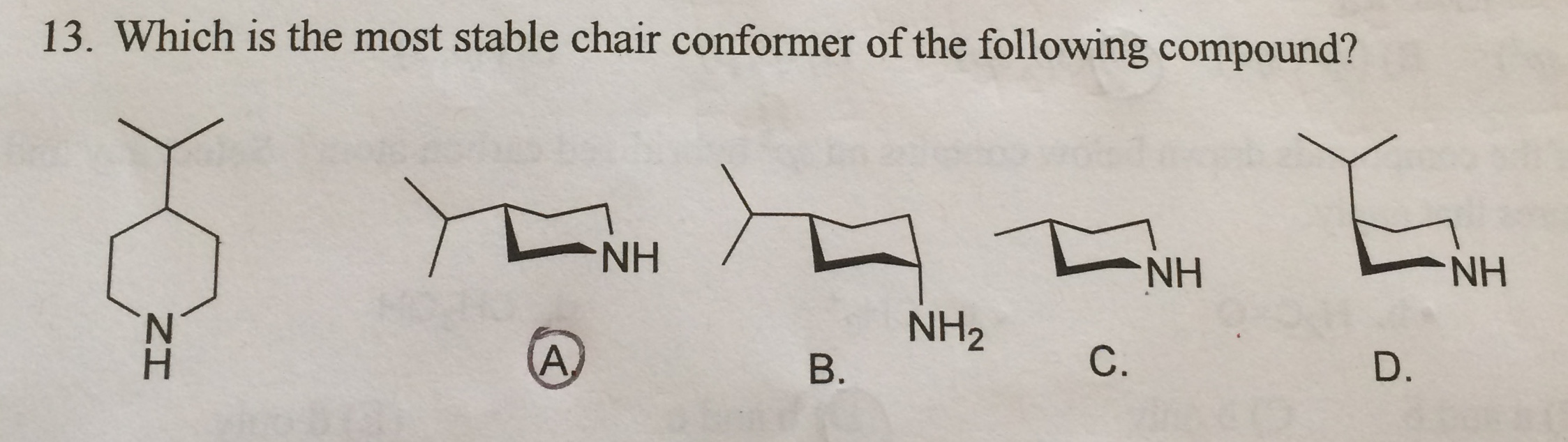 Solved Which is the most stable chair conformer of the